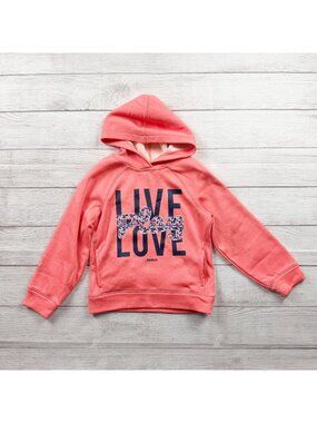 Reebok Girls Coral Hoodie "Live Play Love" Graphic Fleece Lined Pullover XS